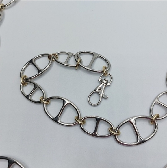 Women's Gold Silver Two Tone Metal Belt 43 Inches Long - Picture 3 of 5